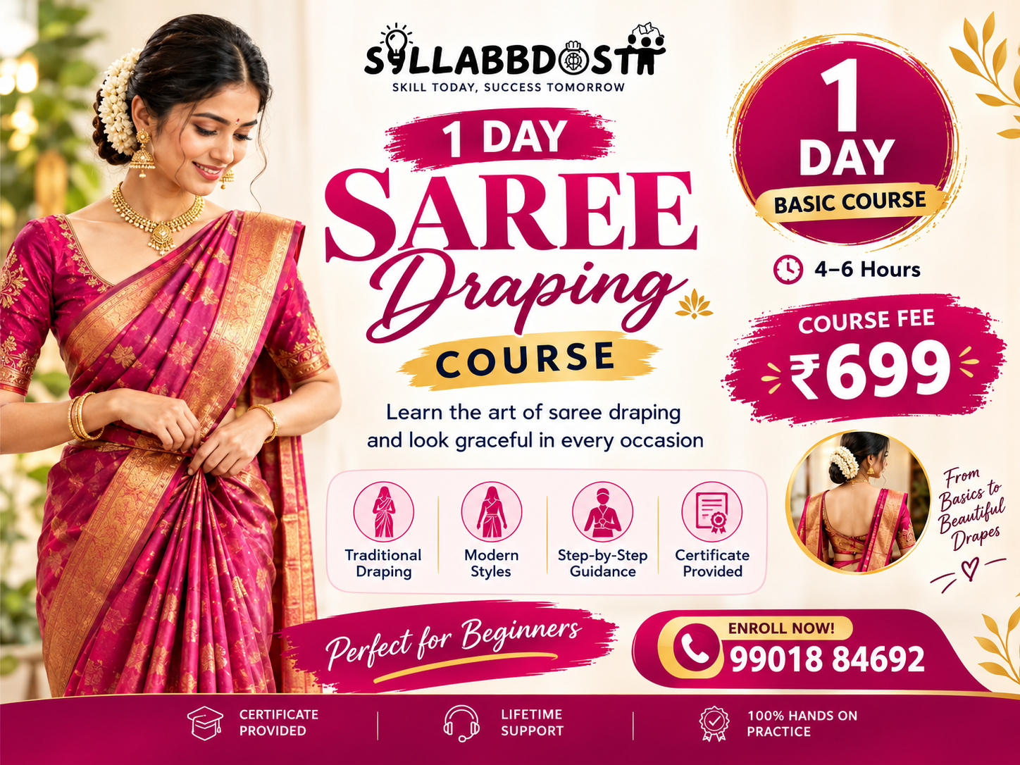 BASIC SAREE DRAPING 1 DAY COURSE